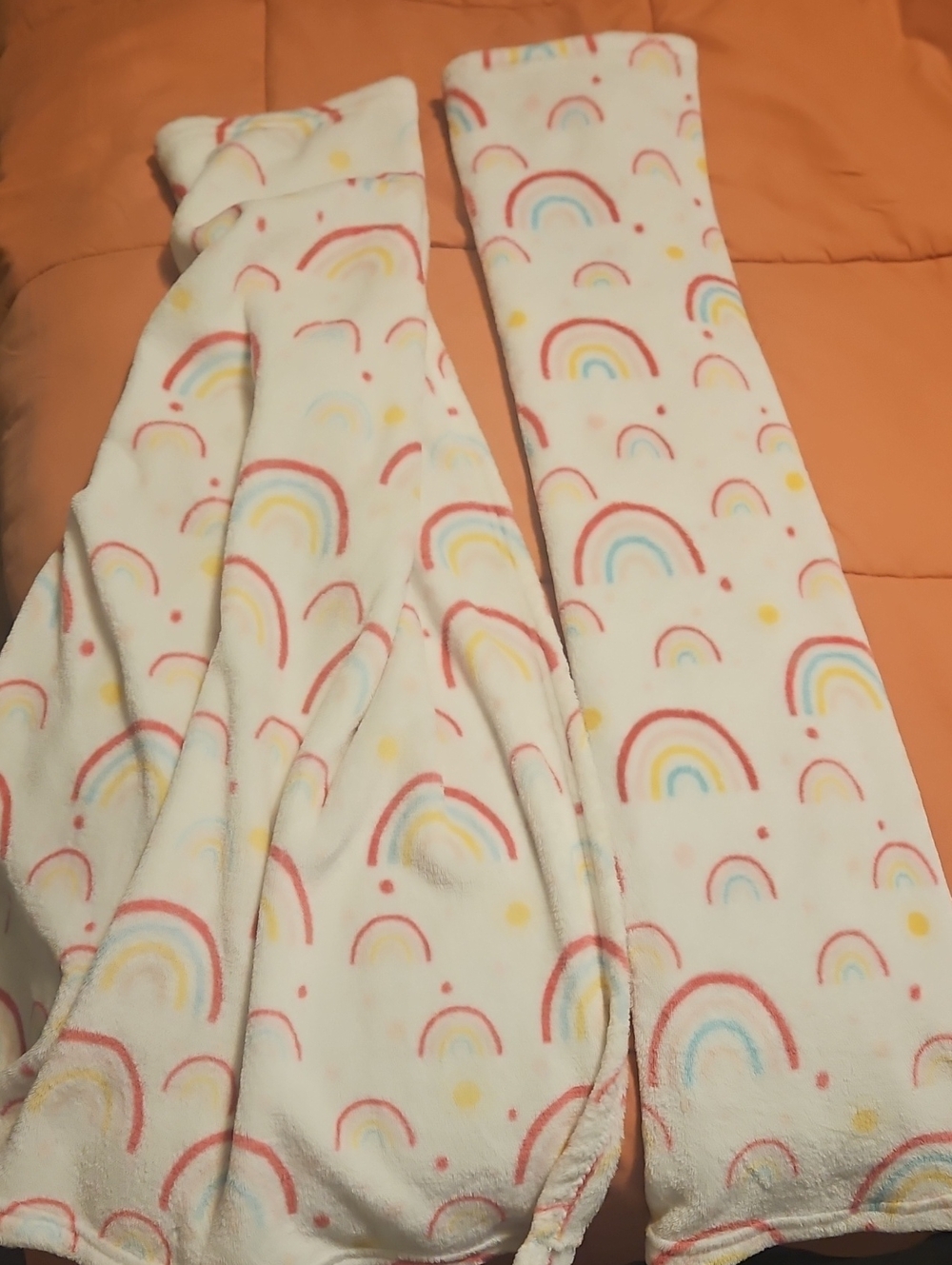 Girls' White Rainbow Print Fleece Blankets